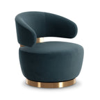 Fauteuil pivotant d'appoint en velours de performance sarcelle foncé