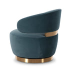 Fauteuil pivotant d'appoint en velours de performance sarcelle foncé