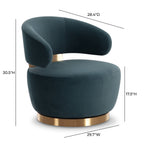 Fauteuil pivotant d'appoint en velours de performance sarcelle foncé