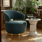 Fauteuil pivotant d'appoint en velours de performance sarcelle foncé