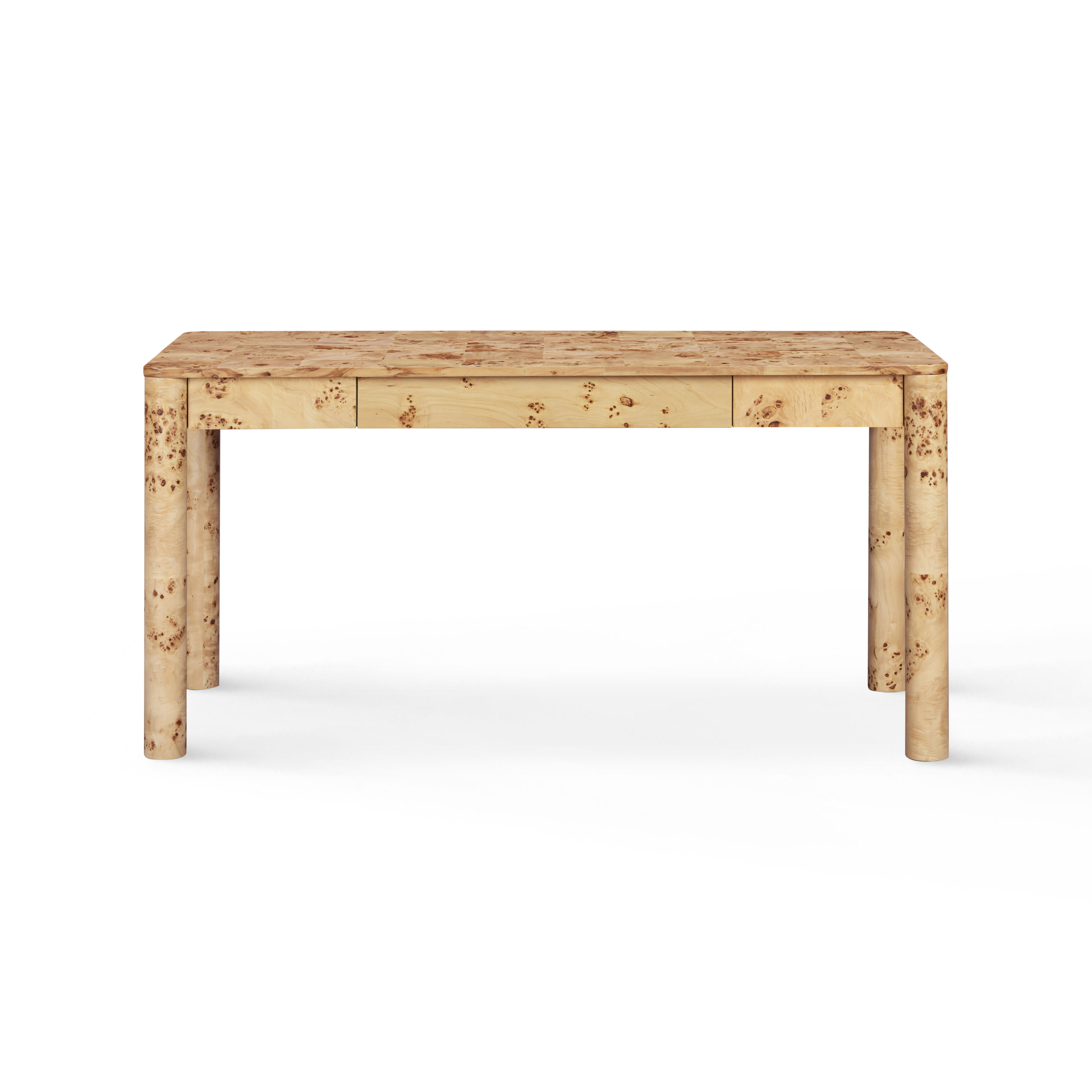 Berri 60 Natural Burl 3-Drawer Work Desk