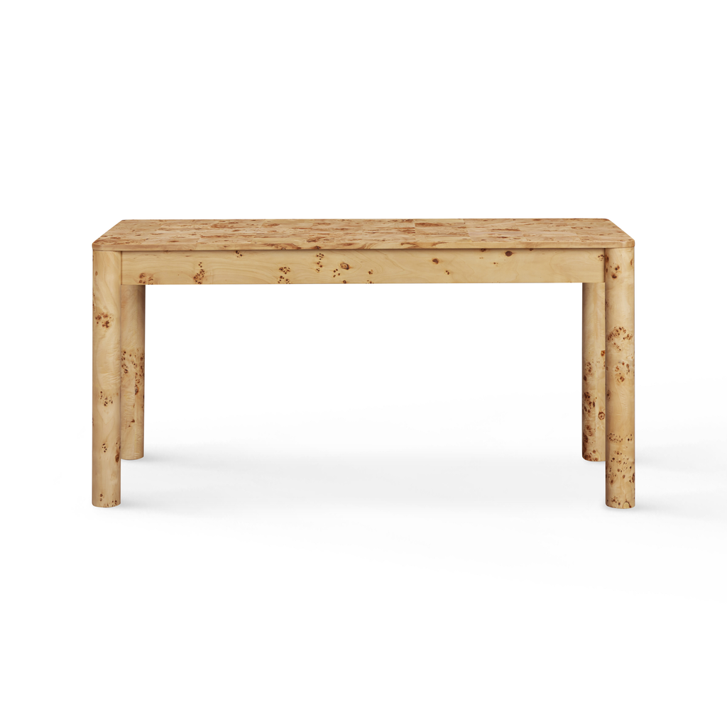 Berri 60 Natural Burl 3-Drawer Work Desk